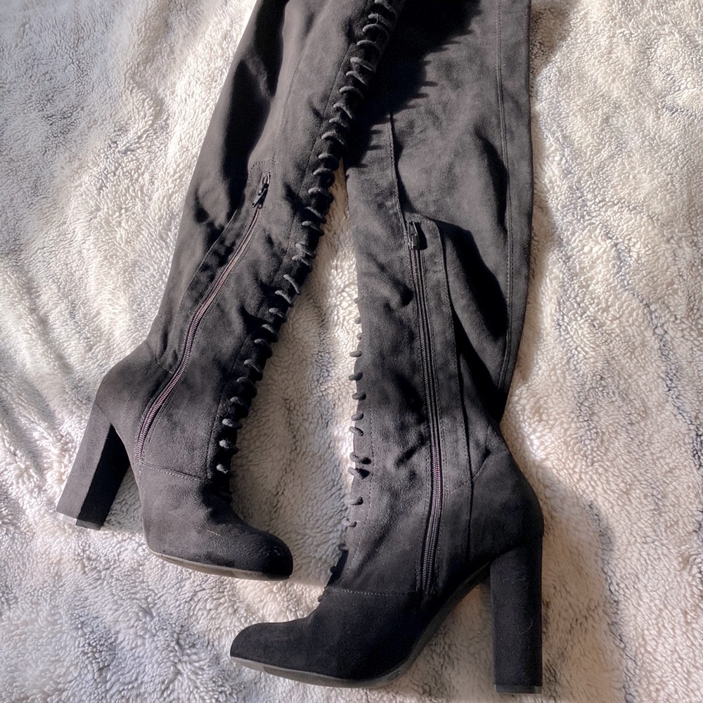 SZ 8.5 Suede Over The Knee Boots, tall boots, warm